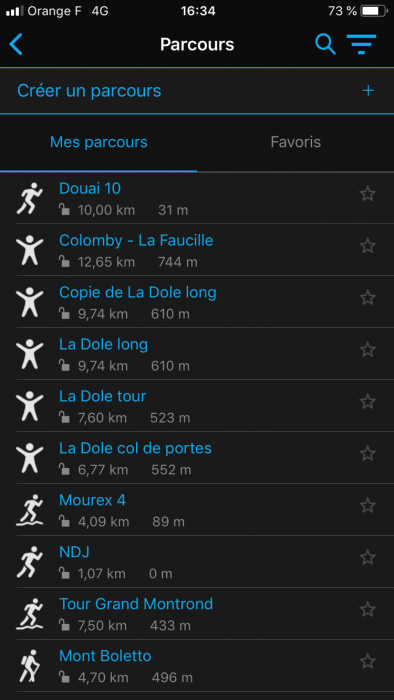 Itinéraire Garmin Strava