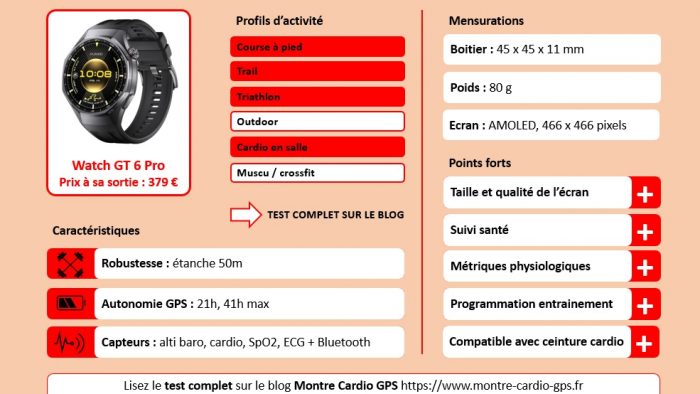 Fiche Huawei Watch GT 6 Pro
